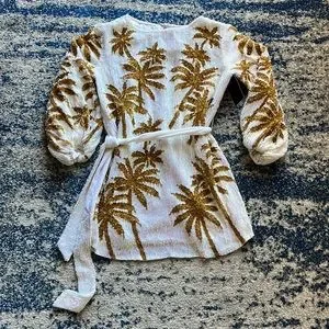 Retrofete Dresses Retrofete Grace Dress In White Gold Palm Xs